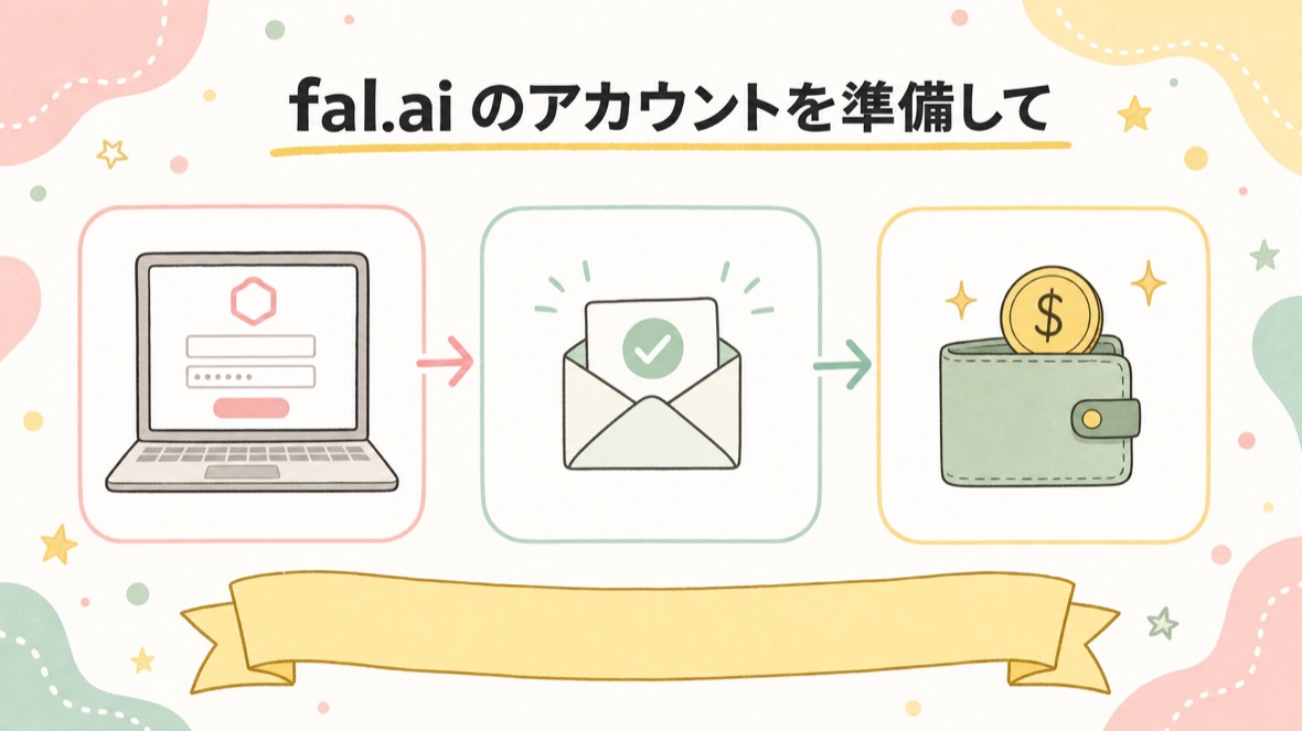 fal.ai に登録して $10 チャージする の流れ図解
