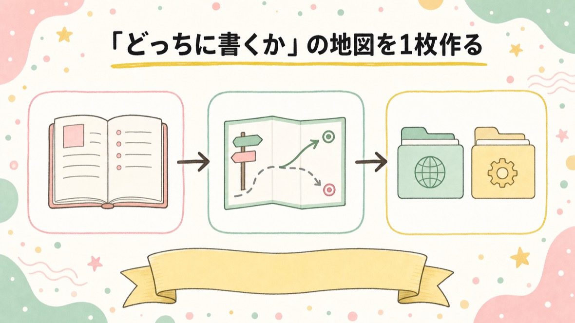 「どっちに書くか」の地図を1枚作る の流れ図解