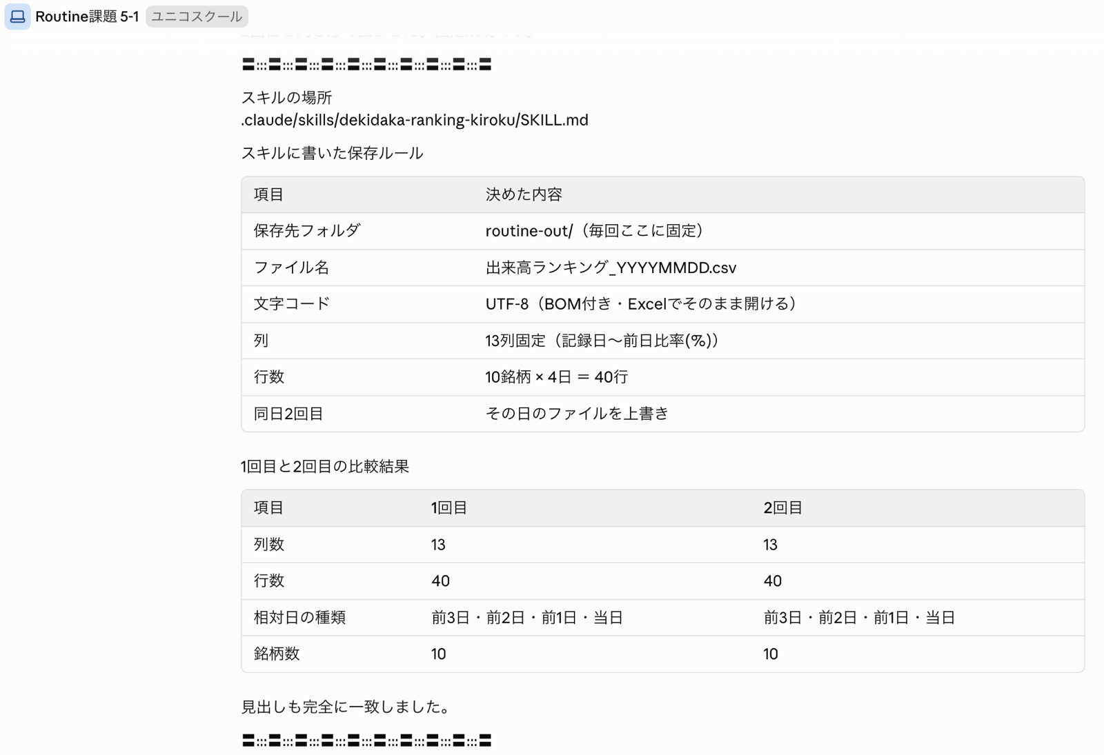 保存ルール表と1回目・2回目の比較表